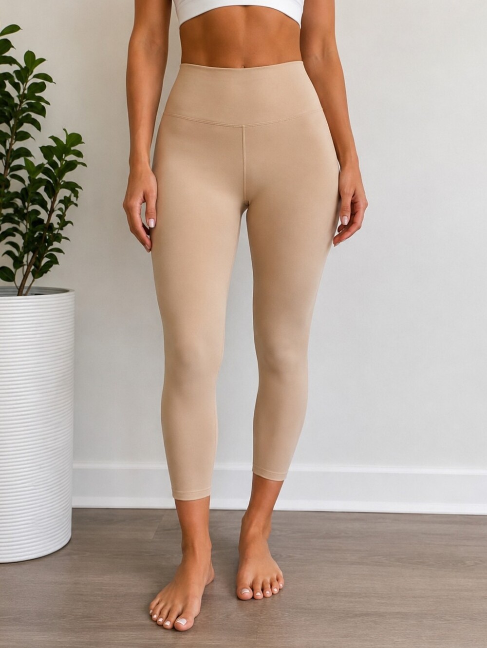 Lululemon Align High-Rise Crop Leggings Beige Nude Size 8 Yoga Athletic